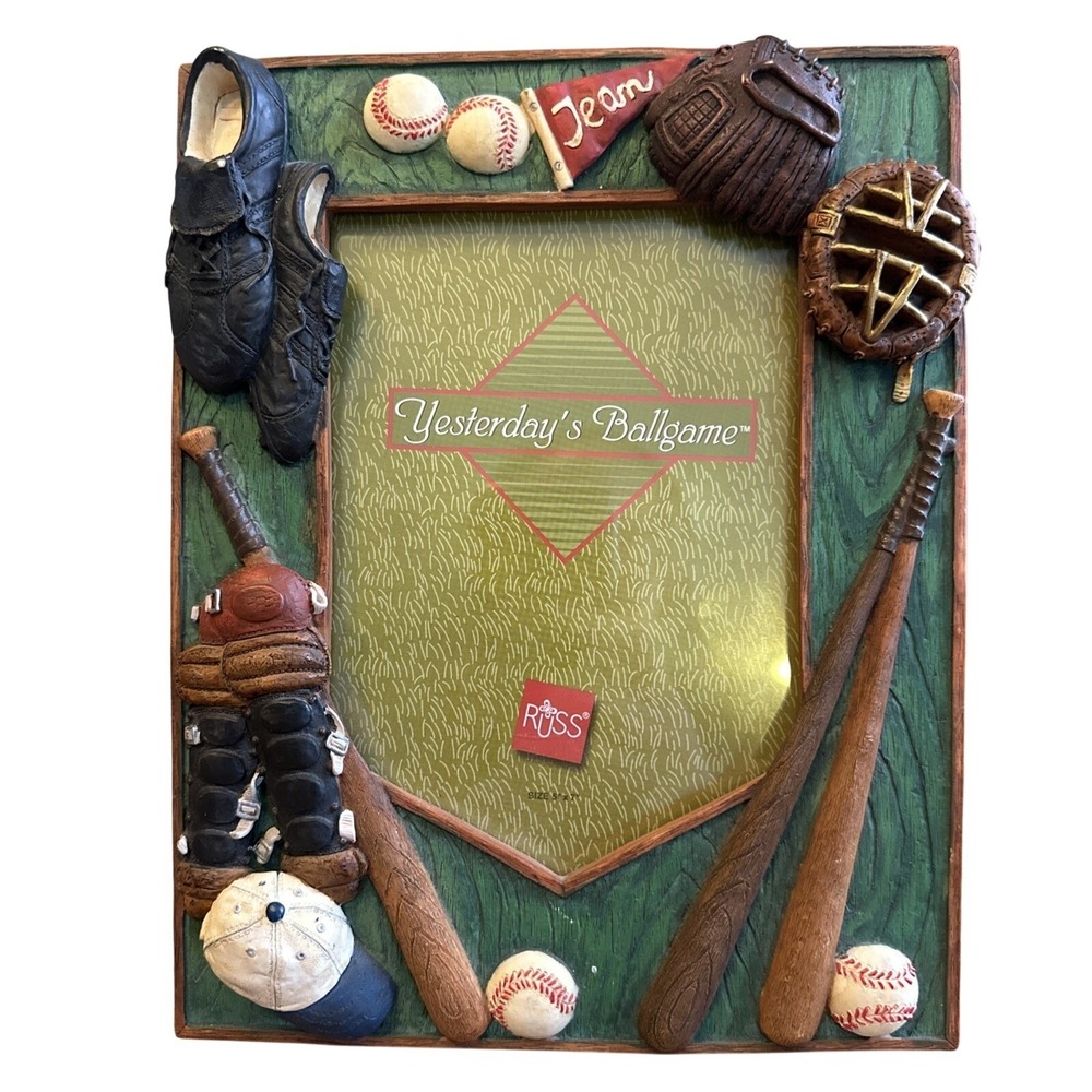 Vintage Russ Yesterdays Ballgame 3d Hand Painted Photo Picture Frame‎ Baseball